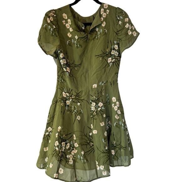 Reformation Women's Green Floral Print Mini Dress Size 6 NWOT T026 - Picture 3 of 7